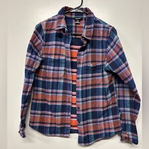 Cotopaxi Women’s  Blue Orange Organic Cotton Flannel Shirt Size XS